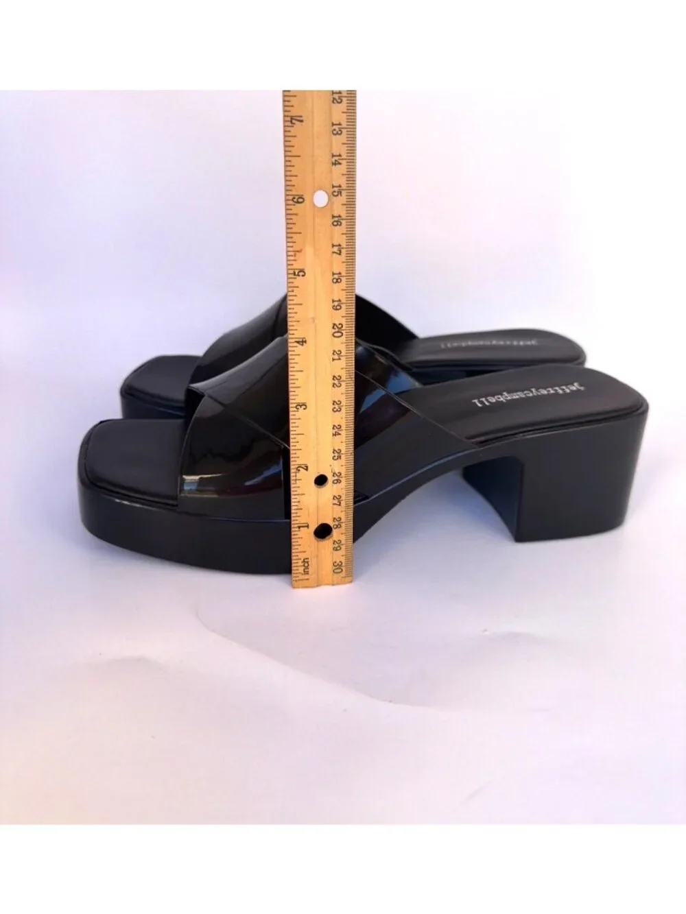 Jeffrey Campbell Bubblegum Platform Sandals Black Shiny Block Heel Jellies Sz 10